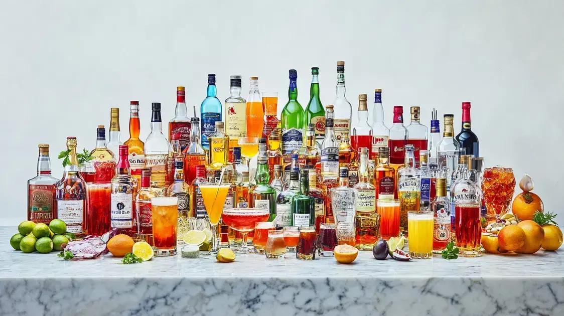 Seleção de bebidas essenciais para o bar