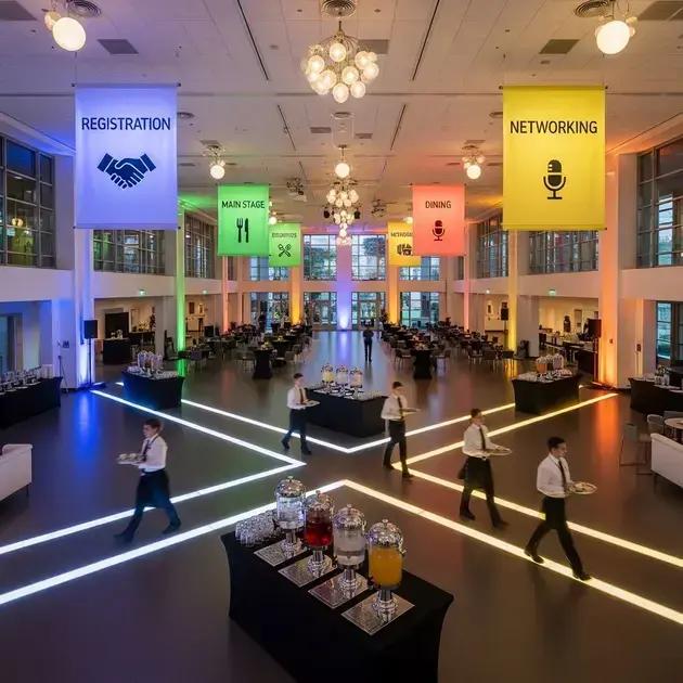 Como planejar a disposição para fluxo no evento