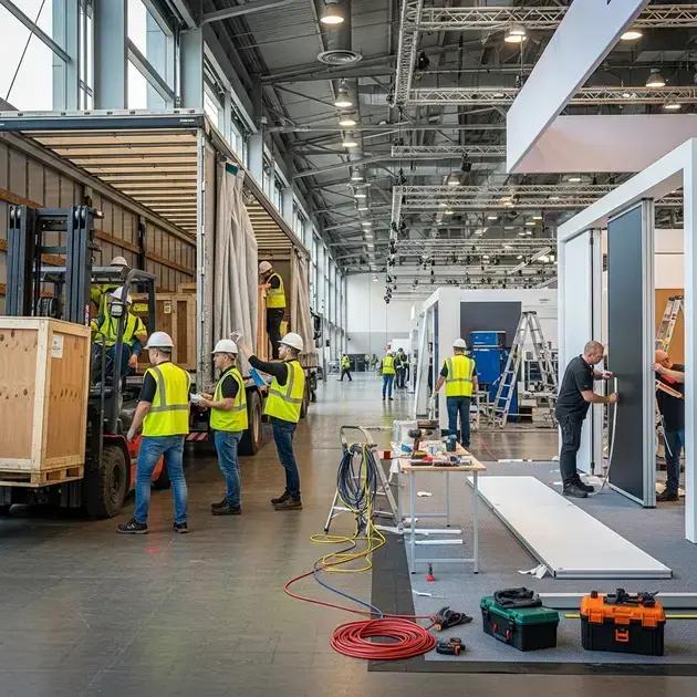 Logística, transporte e montagem no evento