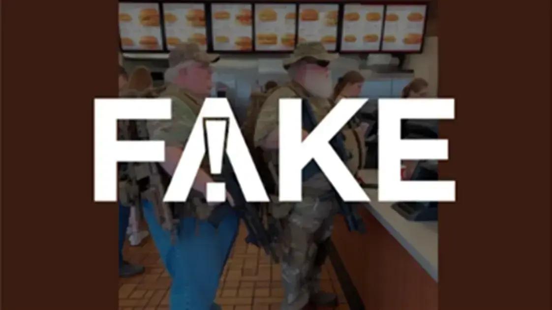 Imagem de homens armados em lanchonete é falsa e gerada por IA